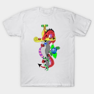 Red dragon and dagger T-Shirt